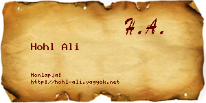 Hohl Ali névjegykártya